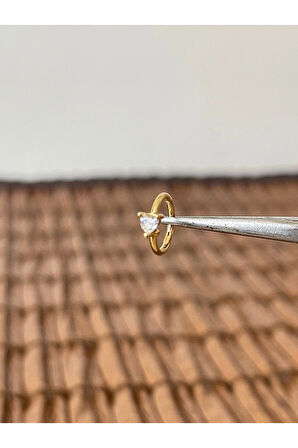 316 L Cerrahi Çelik Kalp Kesim Taşlı Kilitli Halka Piercing 8mm x 1,2 mm