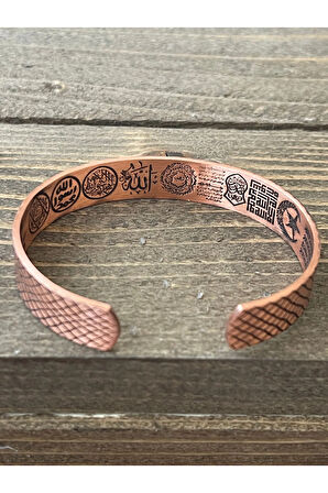 Saf Bakır Bilkeklik Koruma Dualı Şans Rakamlı Koruma Tılsımlı Bakır Bileklik