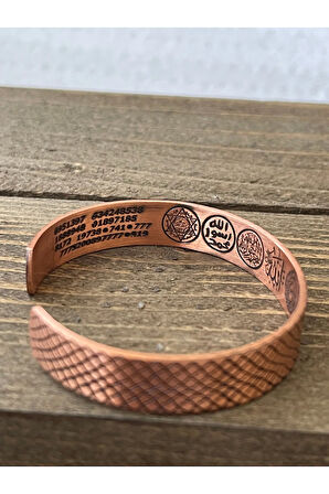 Saf Bakır Bilkeklik Koruma Dualı Şans Rakamlı Koruma Tılsımlı Bakır Bileklik