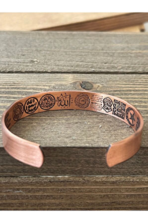 Saf Bakır Bilkeklik Koruma Dualı Şans Rakamlı Koruma Tılsımlı Bakır Bileklik