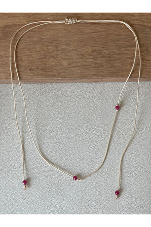 14 Ayar Altın Kolye Natural Yakut Taşlı Altın Şans Kolyesi