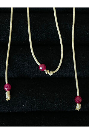 14 Ayar Altın Kolye Natural Yakut Taşlı Altın Şans Kolyesi