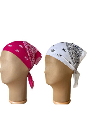 %100 Pamuklu Klasik Desen Unisex 2li Bandana Seti Renkli Bandana Etnik Desenli A Kalite Bandana
