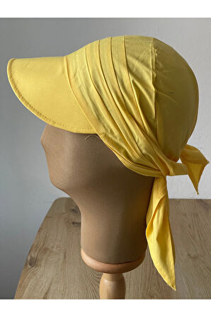 Safari Kadın Şapkası , Bağlamalı Eşarplı Şapka Plaj Şapkası Siperli Bandana Şapka