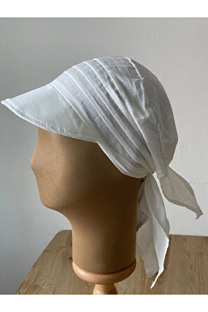 Safari Kadın Şapkası , Bağlamalı Eşarplı Şapka Plaj Şapkası Siperli Bandana Şapka