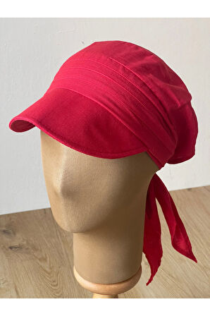 Safari Kadın Şapkası , Bağlamalı Eşarplı Şapka Plaj Şapkası Siperli Bandana Şapka