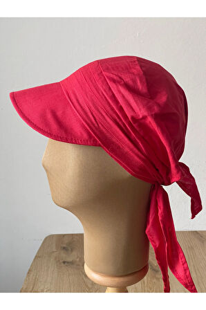 Safari Kadın Şapkası , Bağlamalı Eşarplı Şapka Plaj Şapkası Siperli Bandana Şapka