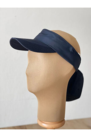 Üstü Açılır Fermuarlı ( Arka Kısmı Ayarlanbilir )Sporcu Koşu Tenis Şapkası Vizör Şapka (Siyah Renk)