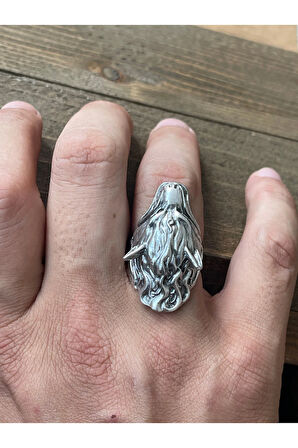 Ayarlanabilir Ölçü 925 Ayar Gümüş Kaplama Kurt Başı Tasarım Yüzük