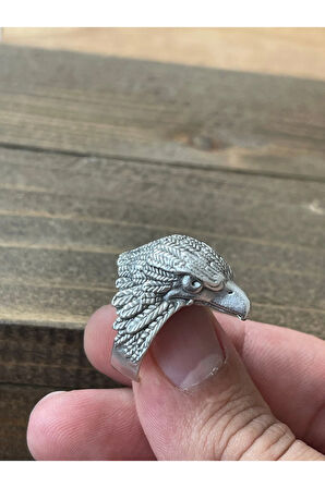 Ayarlanabilir Ölçü 925 Ayar Gümüş Kaplama Kartal Başı Tasarım Yüzük