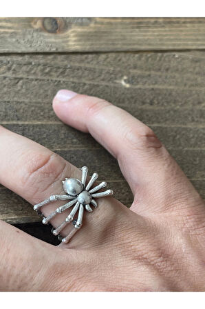 Ayarlanabilir Ölçü 925 Ayar Gümüş Kaplama Örümcek Modeli Tasarım Yüzük