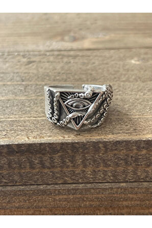 Ayarlanabilir Ölçü 925 Ayar Gümüş Kaplama Göz İşlemeli Tasarım Yüzük