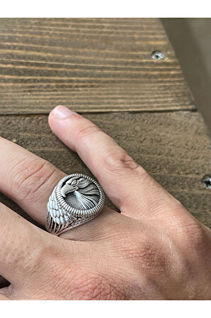 Ayarlanabilir Ölçü 925 Ayar Gümüş Kaplama Kartal İşlemeli Tasarım Yüzük