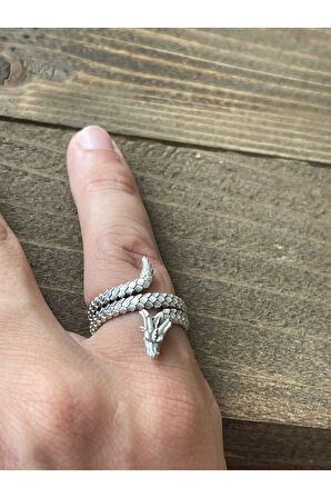 Ayarlanabilir Ölçü 925 Ayar Gümüş Kaplama Ejderha İşlemeli Tasarım Yüzük