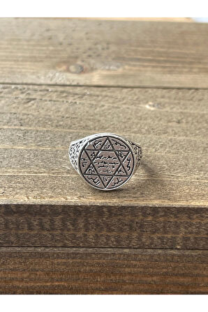 Ayarlanabilir Ölçü 925 Ayar Gümüş Kaplama Hz Süleyman Mührü Tasarım Yüzük