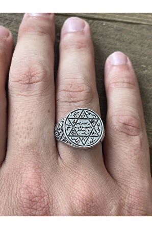 Ayarlanabilir Ölçü 925 Ayar Gümüş Kaplama Hz Süleyman Mührü Tasarım Yüzük