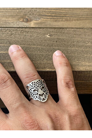 Ayarlanabilir Ölçü 925 Ayar Gümüş Kaplama Panter Modeli İşçilikli Tasarım Yüzük