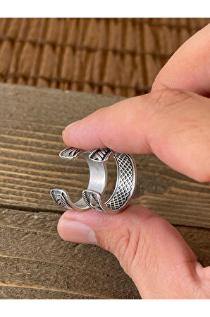 Ayarlanabilir Ölçü 925 Ayar Gümüş Kaplama İşçilikli 2li Yüzük Set