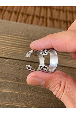 Ayarlanabilir Ölçü 925 Ayar Gümüş Kaplama İşçilikli 2li Yüzük Set