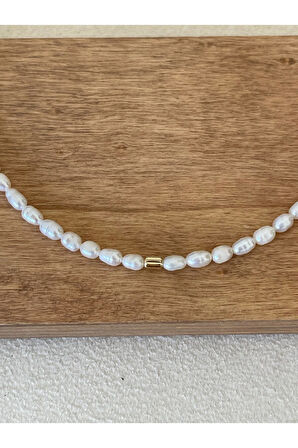 14 Ayar Altın Burgu Detaylı Doğal İncili Zarif Altın Kolye