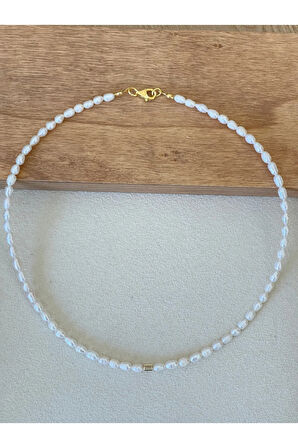 14 Ayar Altın Burgu Detaylı Doğal İncili Zarif Altın Kolye