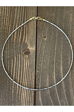 14 Ayar Altın 3 Dorikalı Doğal Parlam Hematit Taşlı Özel Tasarım Altın Kolye