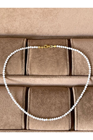 14 Ayar Altın Dorika Detaylı Doğal Ay Taşı Zarif Altın Kolye