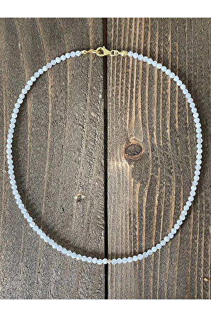 14 Ayar Altın Dorika Detaylı Doğal Ay Taşı Zarif Altın Kolye