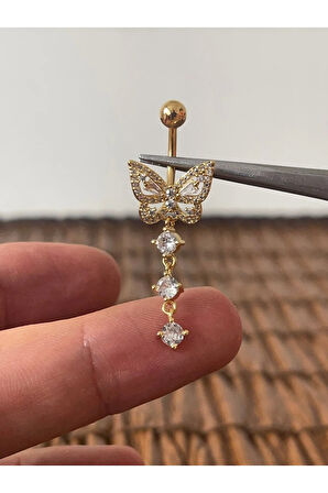 316 L Cerrahi Çelik Özel Tasarım Kelebek Modeli Göbek Piercingi