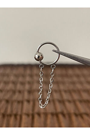 316 L Cerrahi Çelik Top Zincirli Halka Kıkırdak Helix Tragus Piercingi