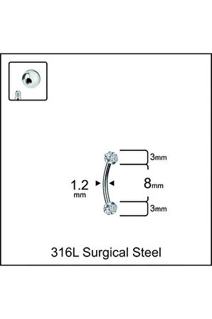 316 L Cerrahi Çelik Minimal Tasarım Kaş Kulak Snug Helix Kıkırdak Piercingi