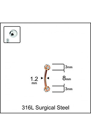 316 L Cerrahi Çelik Minimal Tasarım Kaş Kulak Snug Helix Kıkırdak Piercingi