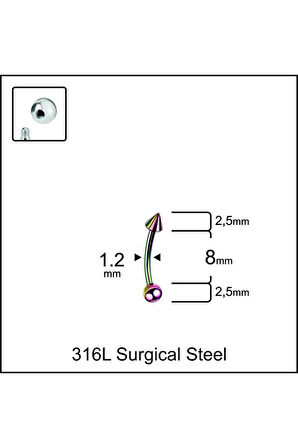 316 L Cerrahi Çelik Kaş Kulak Snug Helik Kıkırdan Daith Conch Rokk Tragus Piercing