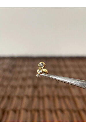 316 L Cerrahi Çelik 3 Taş Dudak Helix Tragus Kıkırdak Piercingi