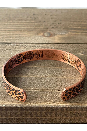 Saf Bakır Bilkeklik Koruma Dualı Şans Rakamlı Koruma Tılsımlı Bakır Bileklik