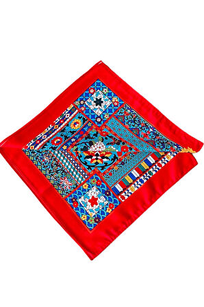 Saten Bandana Saten Fular Saten Çanta Aksesuarı Özel Desen Bandana 45X50 Cm