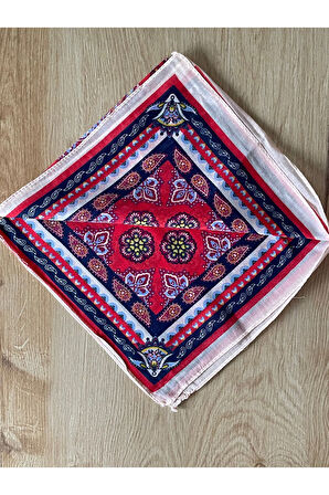 %100 Pamuk Bandana Fular Saten Çanta Aksesuarı Özel Desen Bandana 45X50 Cm