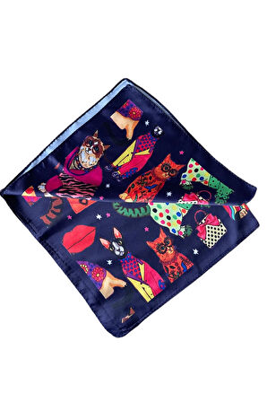 Saten Bandana Saten Fular Saten Çanta Aksesuarı Özel Desen Bandana 45X50 Cm