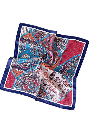 2 Li Saten Bandana Seti Saten Fular Saten Çanta Aksesuarı Özel Desen Bandana 45X50 Cm