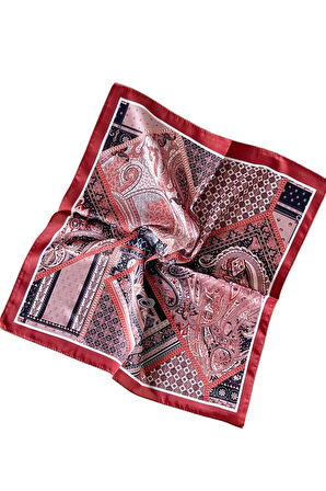 2 Li Saten Bandana Seti Saten Fular Saten Çanta Aksesuarı Özel Desen Bandana 45X50 Cm