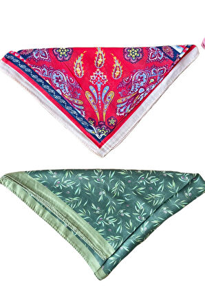 2 Li %100 Pamuklu Bandana Seti Özel Desen Bandana Fular Çanta Aksesuarı Bandana 45x50 Cm