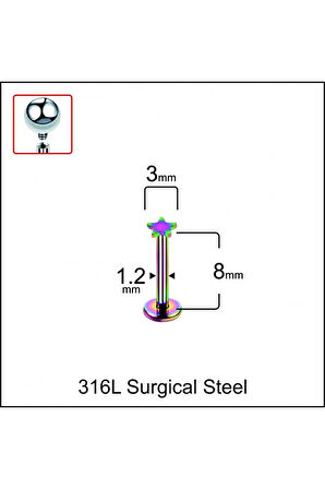 316 L Cerrahi Çelik Yıldız Modeli Dudak Kıkırdak Helix Tragus Piercingi