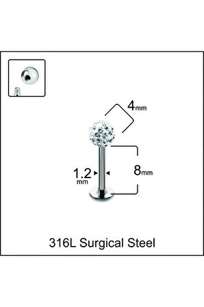 316 L Cerrahi Çelik Şambala Dudak Kıkırdak Helix Tragus Piercingi