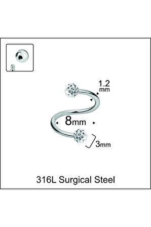 316 L Cerrahi Çelik Parlak Top Halka Piercing