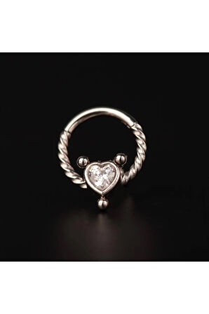 316 L Cerrahi Çelik Kalp Modeli Kilitli Halka Piercing