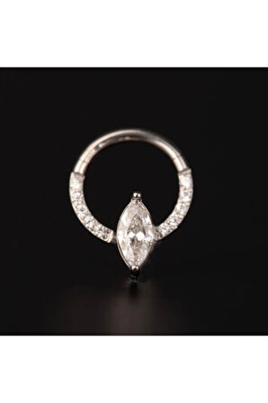 316 L Cerrahi Çelik Markiz Kesim Pırlanta Modeli Özel Tasarım Halka Piercing