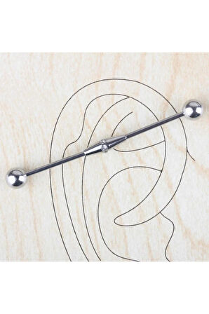 316 L Cerrahi Çelik Prizma Modeli Zirkon Taşlı Köprü Piercing