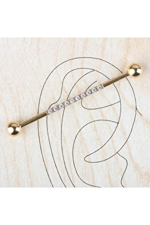 316 L Cerrahi Çelik Su Taşı Pırlanta Modeli Köprü Piercing