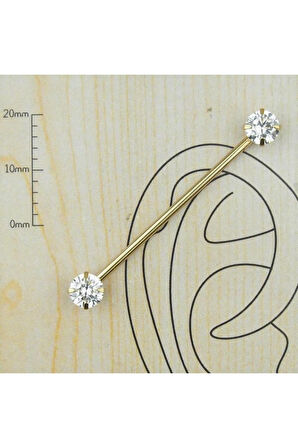 316 L Cerrahi Çelik Tek Taş Zirkon Köprü Piercing