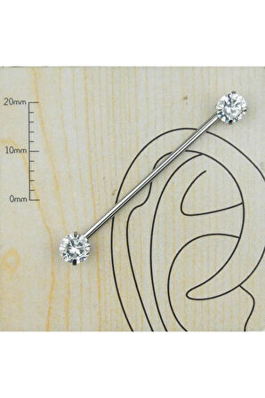 316 L Cerrahi Çelik Tek Taş Zirkon Köprü Piercing